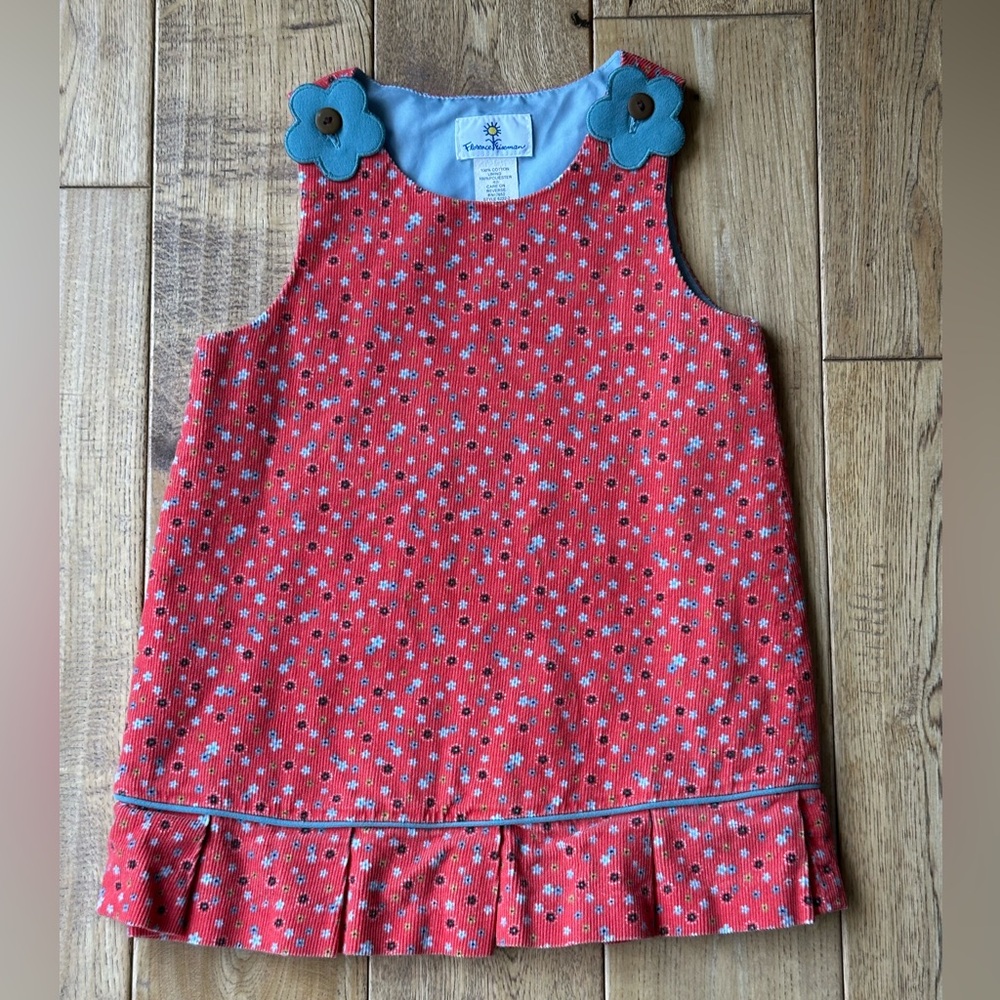 Florence Eiseman Floral Print Corduroy Jumper Dress size 3T